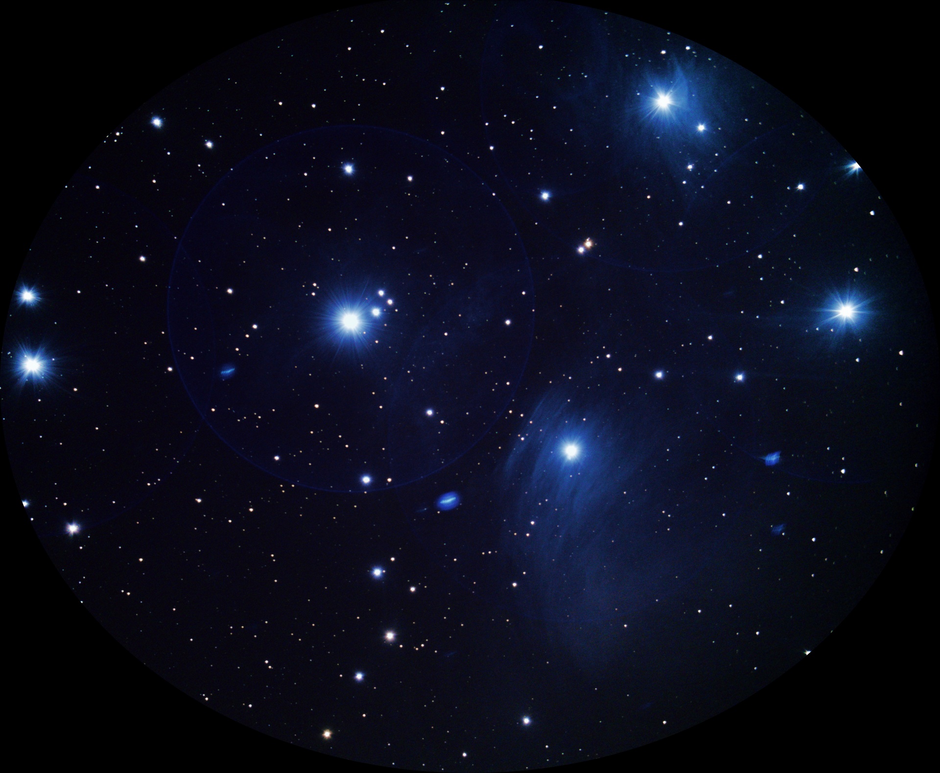 Messier 45, The Pleiades or seven Sisters in Taurus